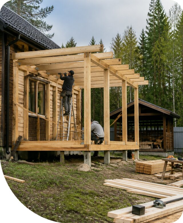 Строительство пристроек и построек на участке в Котласе