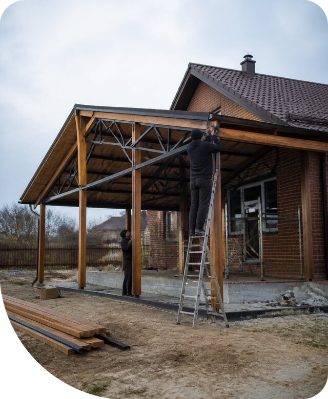 Пристройка навеса к дому и участку в Котласе под ключ